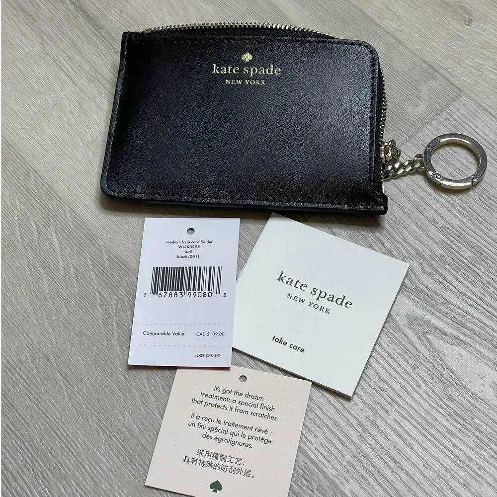 Kate Spade kali medium l-zip card holder Wallet Black